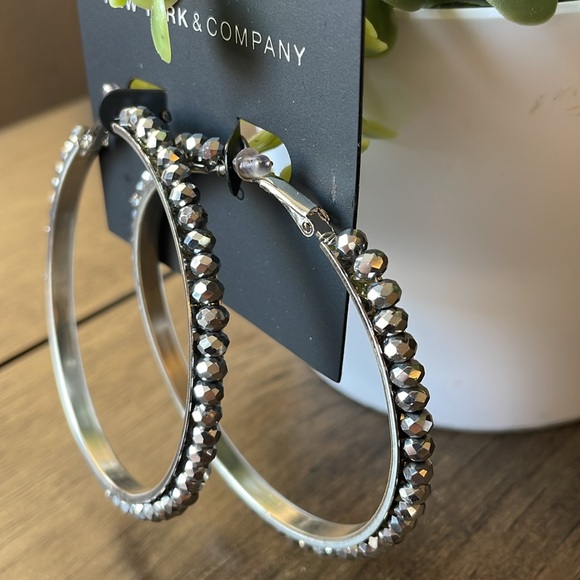 New York & Company Sliver Hoop Earrings, Approximately 3 Inches, NWT - Picture 2 of 6